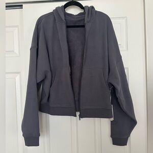 Plush Fleece Zip Hoodie - Blue Steel